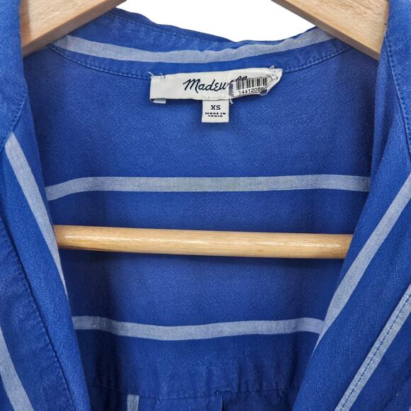 Madewell Oversized Boxy Button-Up Poplin Shirt in Pure Blue, Size XS - Picture 8 of 14